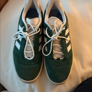 Adidas Forest Green and White Trainers